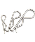 Three stainless steel cotter pins from the 20 Piece Cotter Pin And R Clips Assortment Kit With Heavy Duty Zinc Plated Hair Pins Spring Fasteners