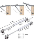 Heavy Duty Gas Hydraulic Struts Pair Delivering Smooth Soft Close Assist For Sturdy Flip Doors and large toy box lids, 27cm long steel construction.
