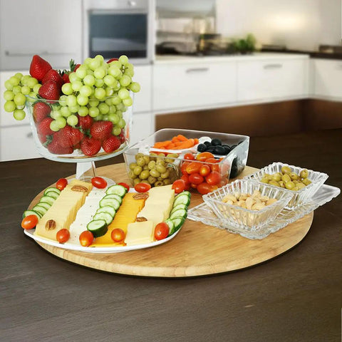 20 Inch Extra Large Bamboo Lazy Susan Turntable Round Rotating Serving Tray For Kitchen And Dining Tables Ideal For Parties Eco Friendly Solid Bamboo Construction With Smooth Spin And Durable Heavy Duty Support