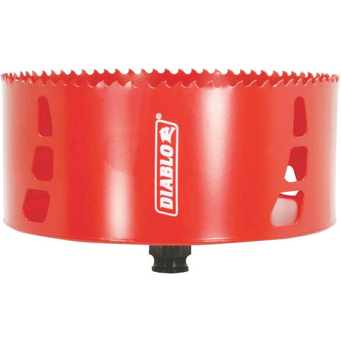Diablo 6-inch bi-metal hole saw with Snap-Lock Plus mandrel, red body and logo