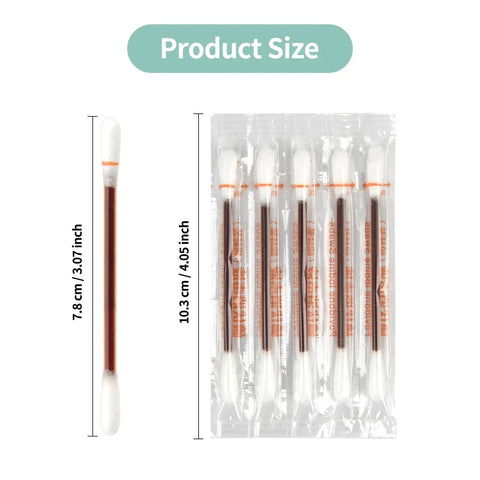 Travel Ready Iodine Swabs With Snap And Flow Technology, Premium Organic Cotton Tips, Individually Packaged, Product Size Display