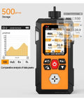Front view of orange All In One 4 In 1 Gas Leak Detector With Oxygen O2 Ex Hydrogen Sulfide H2S And Carbon Monoxide CO Portable Monitor