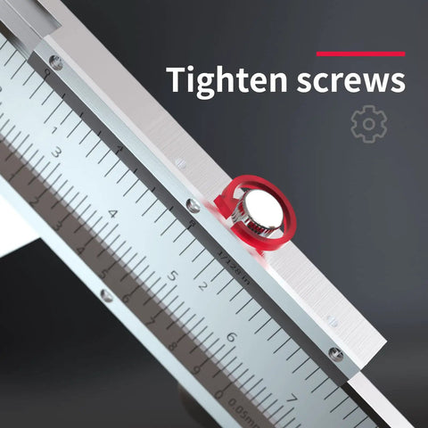 Close-up of Vernier Caliper Dual Reading Scale 0-6 Inches And 0-150mm Metal Gauge Tool showing measurement scale and tightening screw
