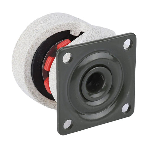 Hella Durable Four Pack Leveling Casters Featuring Retractable Workbench Wheels And Height Adjustable Rubber Feet, detailed view of caster with rubber foot.