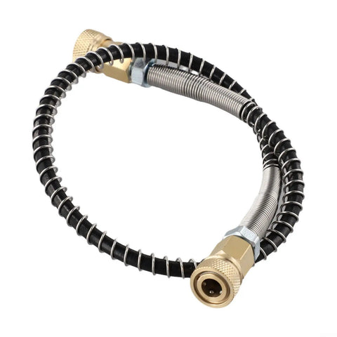 Bad Ass High Pressure Stainless Steel Air Hose Line M10x1 Male To Male With Awesome Coiled Spring Design For Tough Jobs Like Tank Inflation Rated Crazy Good At 4500 Psi Reliable Leak Proof Performance For Any Job Site, 50cm coil