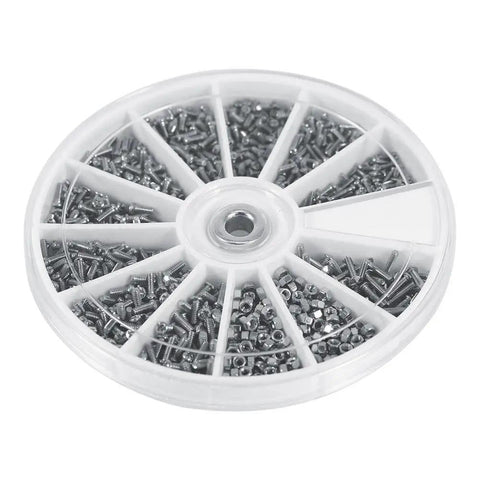 Watch Glasses And Electronics Repair Stainless Steel Screw And Nut Set 600 Pieces 12 Sizes M1 To M1.6 With Plastic Storage Box