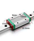Linear Guide Rail Kit 150mm Length 7mm Wide 15mm Pitch For 3D Printer And CNC Machine with MGN7C block measurements shown