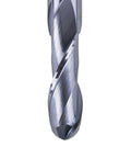 Close-up of SpeTool 14412 ball nose carbide end mill with double-flute spiral