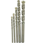 Beefy Five Piece Masonry Drill Bit Set With Razor Sharp Carbide Tips For Drilling Brick Concrete And Stone rotary percussion compatible.