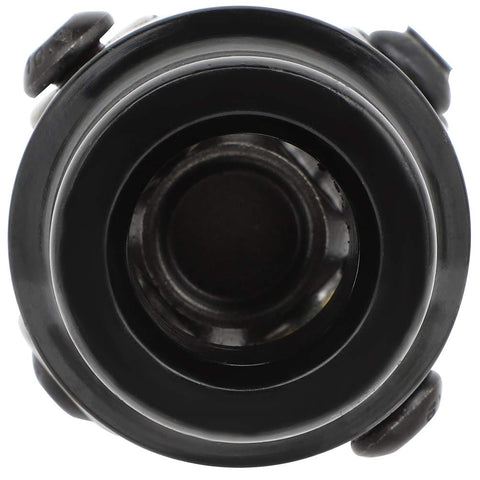 Top view of black 3/4-36 Spline To 3/4 Inch Round U-Joint Steering Universal Joint Coupling, circular center detail.