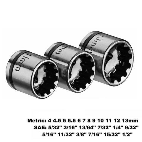 2-In-1 1/4 Inch Drive Quick Release Ratchet Set With SAE And Metric Sockets displayed in various sizes