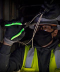 Worker using Glow In The Dark 8 Inch Long Nose Pliers With Hi Vis Grips For Reach And Leverage Heavy Duty Needle Nose Pliers For Tight Spaces.