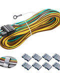 23 Foot Trailer Light Wiring Harness Kit With 4 Pin Flat Plug And 18 Gauge Ground Wire includes 8 fixing clips