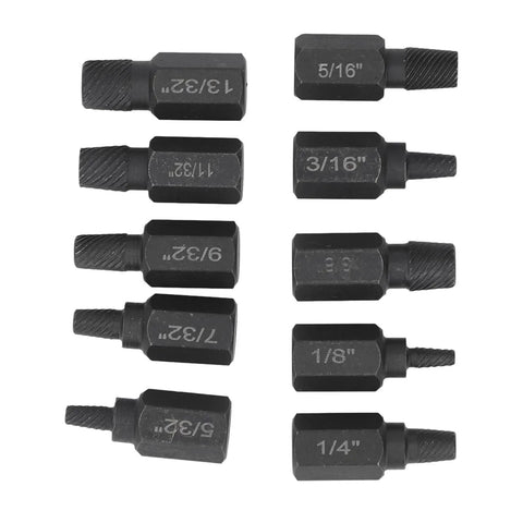 Ultimate 10Pc Broken Screw Extractor Set For Damaged Fasteners With Wide Size Coverage To Remove Worn Stuck Bolts Nuts And Screws Fast Saving Time And hassle On Any Home Repair Project, 1/8-13/32 in