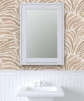 Total Knockout Modern Animal Print Vinyl Wallpaper Featuring A Slick Leather Texture Dang Durability Commercial Grade Wallcovering Easy Paste Install Home Upgrade with mirror and sink