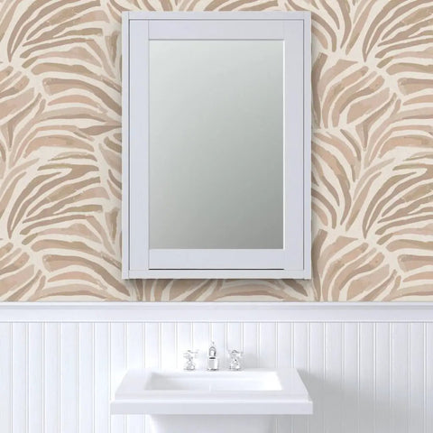 Total Knockout Modern Animal Print Vinyl Wallpaper Featuring A Slick Leather Texture Dang Durability Commercial Grade Wallcovering Easy Paste Install Home Upgrade with mirror and sink