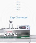 Continuous Induction Bottle Cap Sealer Machine Electromagnetic Seal Seals 20 To 80 Mm Caps 220V displayed with cap diameter range