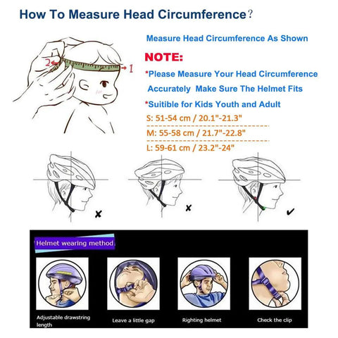 Guide on measuring head circumference for Lightweight Multi Sport Helmet With Hard Abs Shell And Shock Absorbing Foam.