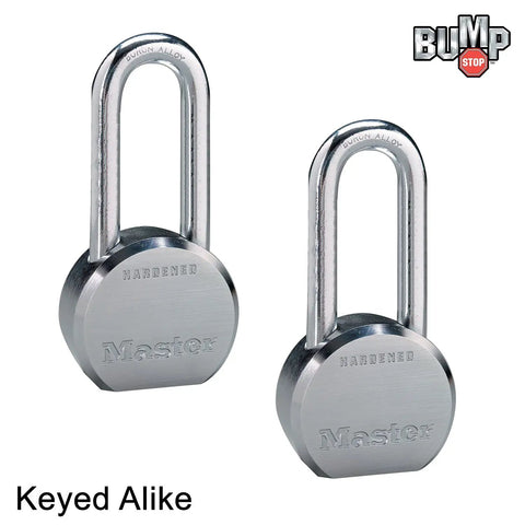 Two High Security Pro Series Padlocks Keyed Alike With Four Keys, Heavy Duty BumpStop Technology, durable steel for industrial use