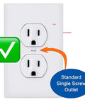 Self-Closing Outlet Covers For Center Screw Outlets, 3 Inches Wide By 4.75 Inches High, 6 Pack Baby Proofing Safety Shields