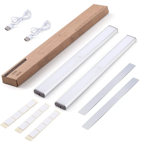 78 LED Closet Lights 16 Inch Under Cabinet Motion Activated USB Rechargeable Night Light with cables and strips