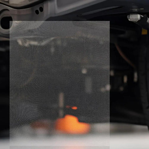 Close-up of Six Piece Metal Wire Mesh for Car Bumper Repair Welding Accessories for Fast and Solid Fixes installed on bumper.