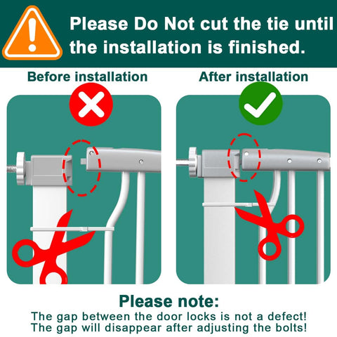 Instruction guide for Extra Wide Baby Gate With Walk Through Door, Adjustable 25 To 80 Inch Openings showing installation steps.