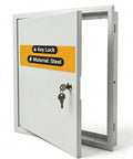 Heavy Duty Locking Aluminum Access Panel For Drywall Ceilings And Interior Walls Featuring Bulletproof Key Guard, steel material with key lock.