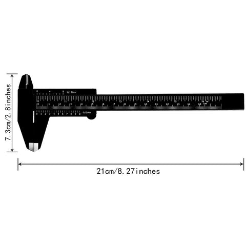Plastic Vernier Caliper 0-6 Inch 0-150 mm Mini Sliding Gauge With Double Scale Built Tough For Students And Pros Durable Measuring Tool For Jewelry Eyebrow Mapping Tattoo Artists Office Use