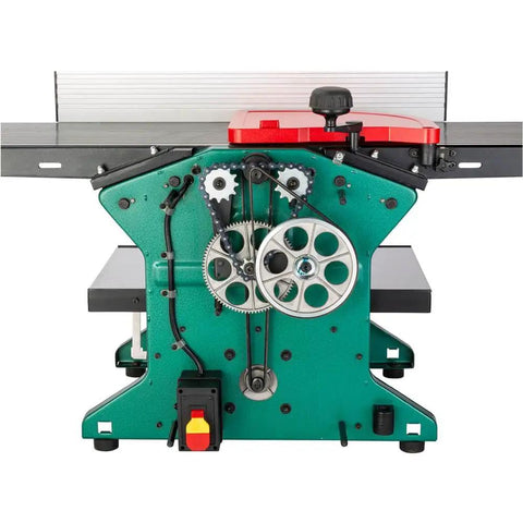 12 Inch Combo Planer Jointer With Helical Cutterhead 1.5 Hp Motor built tough shop ready workhorse, showing gear mechanism.
