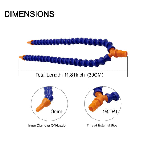 Quarter Inch PT Male Thread Y Shape Coolant Hose With Dual 3Mm Round Nozzles Eleven Point Eight Inch Flexible Plastic Pipe
