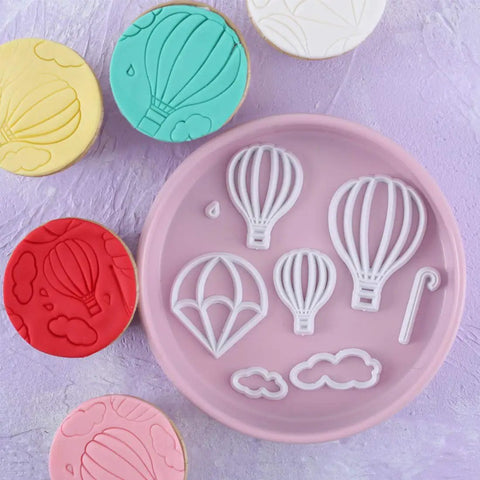 13 Piece Hot Air Balloon and Cloud Fondant Cutter Set for Cakes and Cookies Plastic Cookie Cutters for Cake Toppers