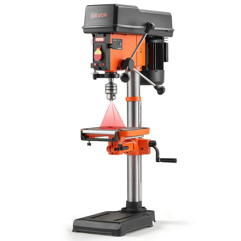 Heavy Duty 12 Inch Benchtop Drill Press With 1 HP Motor, 6.2 Amp, Variable Speed From 530 To 3140 RPM, 0 To 45 Degree Tilting Table, Laser And LED Light
