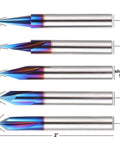 Top Shelf 5 Piece Cnc Router Bits Set For Wood Carving Uses Slick Quarter Inch Shank showing 15° to 90° angle profiles.