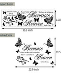Heavenly Love Quotes Wall Decals Set Peel And Stick Vinyl Memorial Wall Art with dimensions and butterfly design.