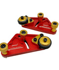Pro Grade Portable Aluminum Table Saw Roller Feeder Dolly Featuring Smooth Ball Bearings for precise lumber feeding direction.
