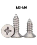Top Shelf TA2 Pure Titanium Flat Head Countersunk Self Tapping Screws Pack Of Twenty ST5 X 12mm Phillips Drive showing three titanium screws in varying sizes.