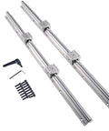 CHUANGNENG SBR20 linear rails, 2x 2200mm, aluminum with 4 SBR20UU blocks and mounting screws, angled view