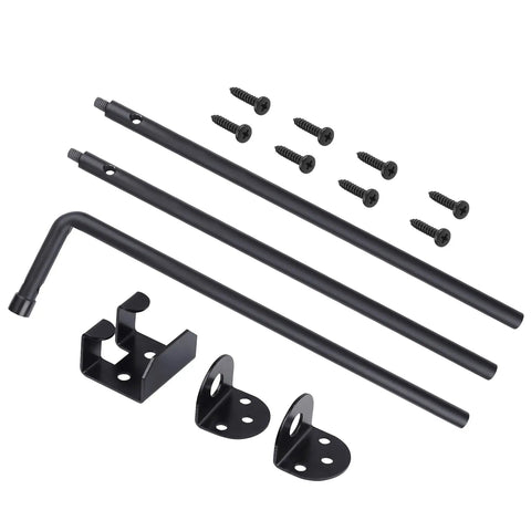 Qlvily 36" Heavy Duty Cane Bolt Gate Drop Rod - Solid Steel Ground Latch for Double Gates - Windproof Anchor parts set