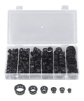 Super Cool Heavy Duty Nylon Cable Grommet Kit With 160 Pieces In Six Size Options For Fast Wire Management, Electrical Snap Insulating, And Diy Repair Jobs That Keep Your Home Or Car Looking Fresh And Safe., clear case with six black nylon grommet sizes