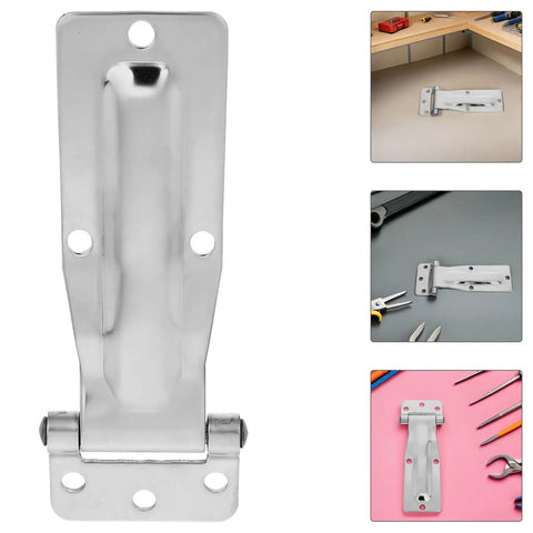 Heavy Duty Stainless Steel Hinge Set For Utility Truck Bins And Box Doors Weatherproof Design For Harsh Outdoor And Coastal Environments Sturdy Dump Trailer Door Hinges Easy Install Marine Grade Corrosion Resistant stainless steel hinge, shown open on mount
