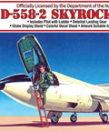 Box art of Skyrocket D 558 2 US Navy Model Kit With Swivel Stand One Fifty Four Scale Unpainted Plastic Build Kit Includes Pilot Figure And Entry Ladder Eleven Inch Long When Assembled Great For Weekend Builders.