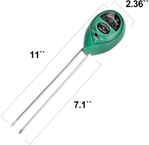 Three In One Soil Test Kit With Moisture Sunlight And PH Meter for indoor and outdoor gardens with 18cm probes.