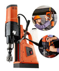 Heavy Duty Portable Magnetic Drill With Straight Up 2500W Power on site, showcasing steel cutting features and variable speeds.