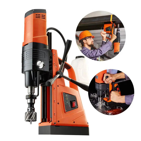 Heavy Duty Portable Magnetic Drill With Straight Up 2500W Power on site, showcasing steel cutting features and variable speeds.