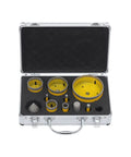 Solid 10-Piece Diamond Hole Saw Kit With Multi-Size Drill Bits For Shattering Glass Tile And Marble Like A Boss In Any Home Reno Job, open case