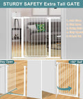 Extra Tall Baby Gate Stand 38 Inch Tall Adjustable Wide 25.59 To 84.64 Inch Metal Walk Through Gate for Doorways and Stairs