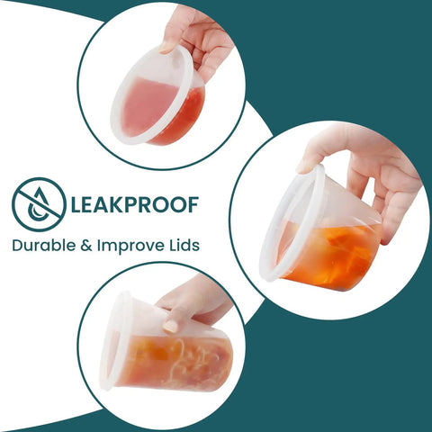 Bulk 48 Set Deli Containers With Lids 8oz 16oz 32oz plastic food storage containers showcasing leakproof design and ease of use.