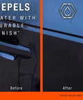 Before and after using No-Fuss One Year Polish and Sealant for Cars with 3-in-1 Ceramic Technology on a car door.