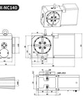 Technical drawing of Rock Solid Cnc Rotary Table Four Axis Indexing Head showing dimensions and assembly details.